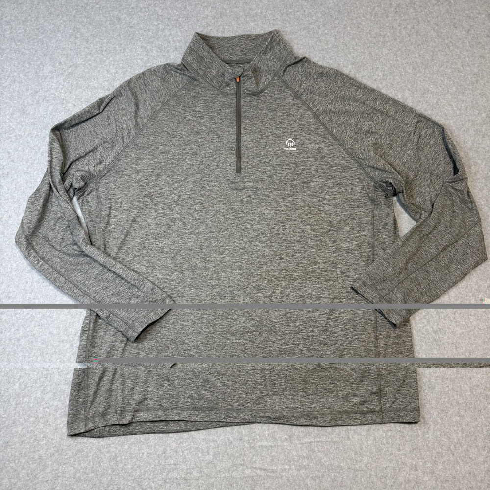 Wolverine Mens XXL Long Sleeve Pullover Shirt Heather Gray Active Polo 1/4 Zip